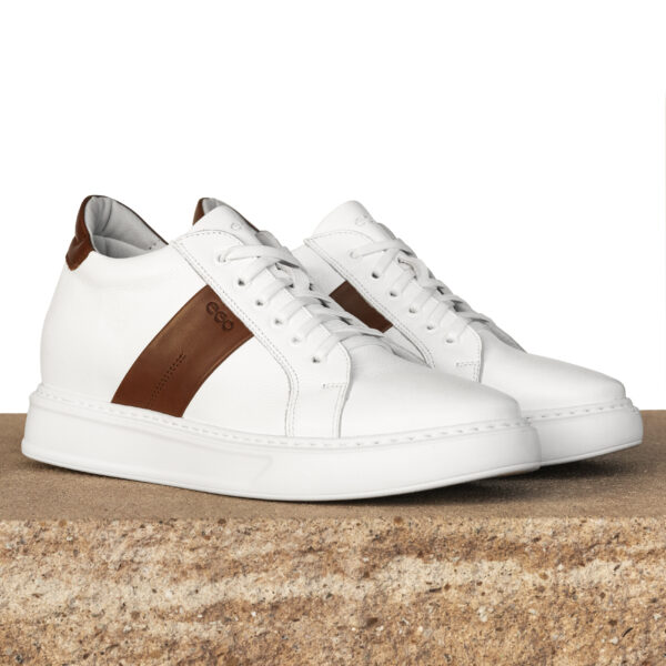 Białe półbuty podwyższające LEO+7CM