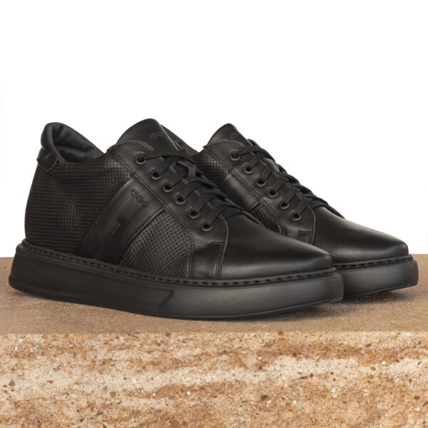 Czarne półbuty podwyższające LEO+7CM